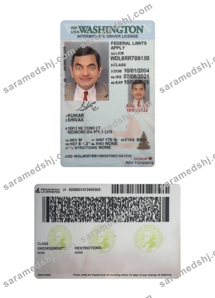 USA Washington under 21 intermediate driving license